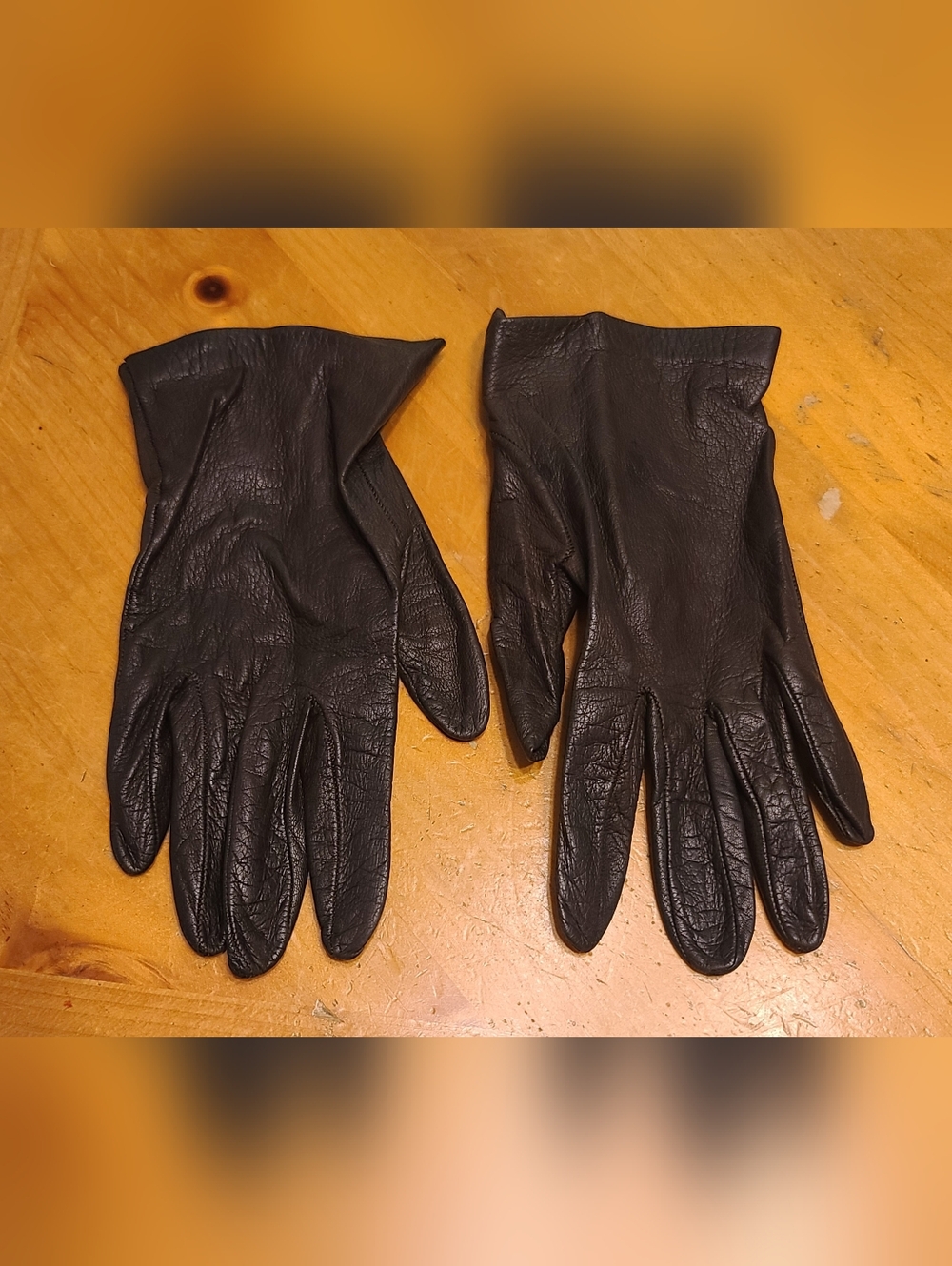 Vintage Dark Brown Leather Women's Gloves